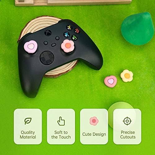GeekShare Сладки дръжки за палеца на контролера на Xbox One, Меки Силиконови облицовки за палците, Комплект протези, Съвместим с контролера на Xbox One, 2 двойки / 4 бр - Сърце и цв
