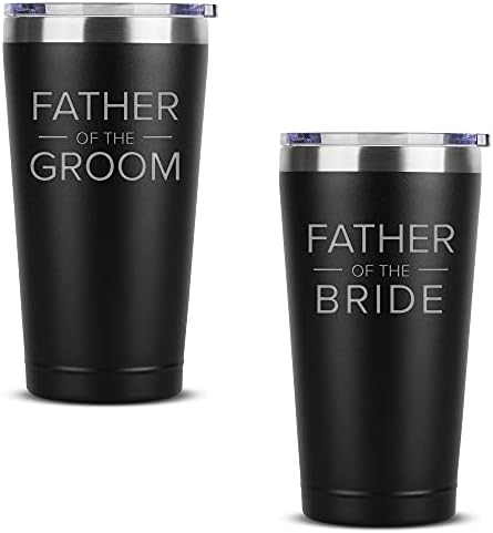 Комплект Бащата на младоженеца и на булката (комплект от 2 броя) - Черни чаши от неръждаема стомана с капацитет от