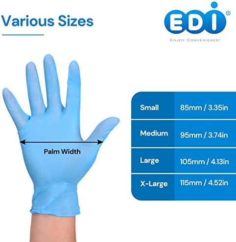 За еднократна употреба от винил, ръкавици EDI (сини) - без прах и латекс.