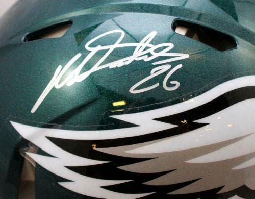 Автентичен каска Philadelphia Eagles F/S Скорост с автограф Майлс Сандерса - JSA W - Каски NFL с автограф
