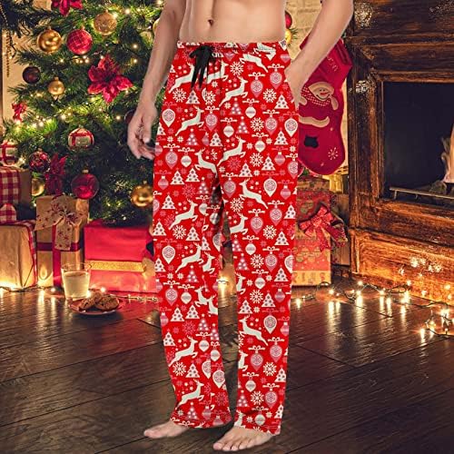 Мъжки Коледни Пижамные Панталони С Висока Талия, Пижами с изображение на Елен, Пижами Голям Размер, Пижамные Панталони С