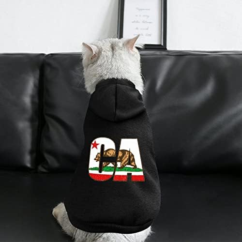 Калифорния мечка през зимата флаг Пет hoody с качулка качулки с принтом пуловер, за кучета, котки кученце Малък Среден Голям