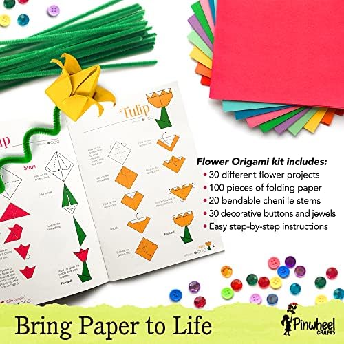 Детски Комплект за Оригами хартия и комплект цветни саксии - Весел проект Направи си сам за деца на Различна