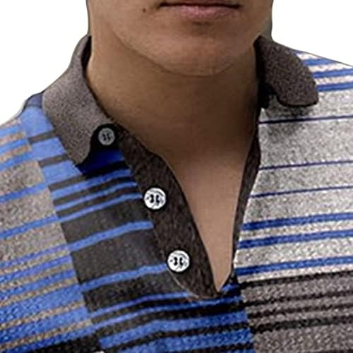 Мъжки Приталенная Риза за Голф с Принтом, Модерни Ежедневни Леки Реколта Блузи С Къс Ръкав И Ревера
