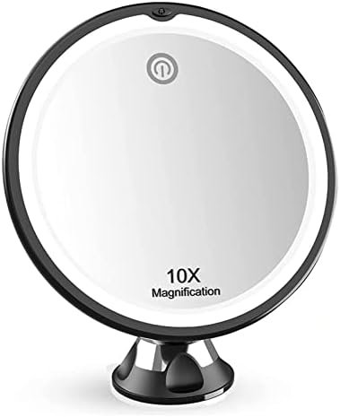RFXCOM 10-Кратно Увеличително Огледало за Грим с led подсветка, въртящо се на 360 градуса Козметично Огледало