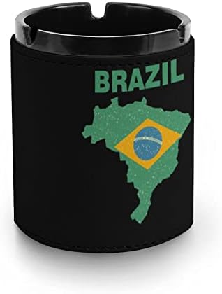 Ретро Флаг Карта Бразилия Цигарената Кожена Преносим Пепелник Пепелник Декоративна Пепелници За Домашния Офис