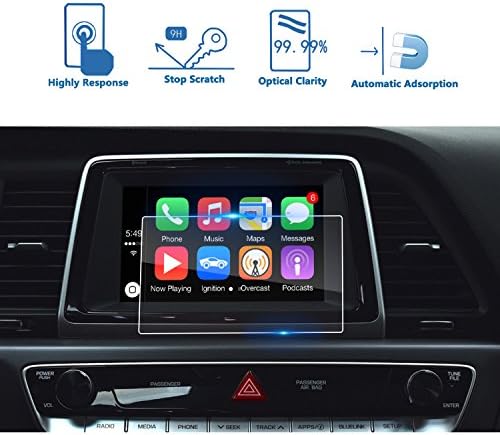 Защитно фолио за екран за навигация на автомобила LFOTPP за 2017-2018 Sonata 7 Инча Blue Link, Закалено Стъкло