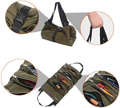 Универсална чанта за инструменти с 5 джоба цип, Многофункционален калъф за ключове, Платно Органайзер за инструменти, Подвесная чанта за съхранение на гърба на авт?