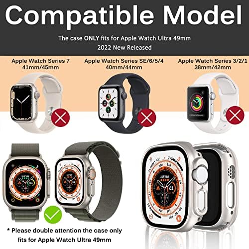 Miimall, Съвместим с Apple Watch Ultra 49 мм, Твърд калъф за PC [Без защитно фолио за екрана], Ултра-Лек, устойчив на удари калъф за жени и мъже, Защитна броня за Apple Watch 49 мм Ultra (Starlight)