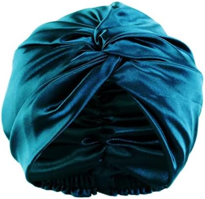 CZDYUF Двупластова Коприна шапчица за сън, Без капани, Домашна шапчица за защита на косата по време на сън (Цвят: черен размер: както е показано)