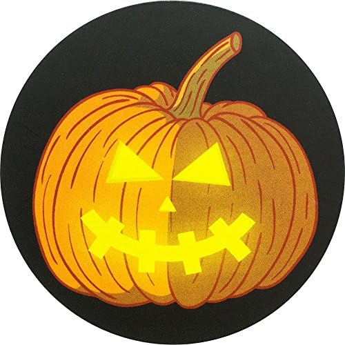 Етикети с Тиква за Хелоуин 2,5-Инчови Кръгли Точки 4 Различни дизайна 100 Общо Лепило Етикети