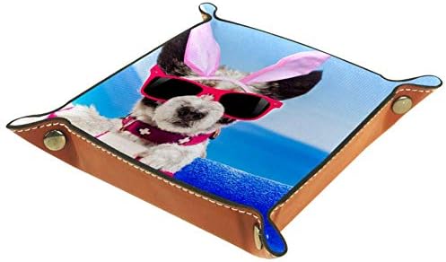 Летящите Кучета Плажен Булдог с Пеперуди Органайзер Тава Кутия За Съхранение на Нощни Caddy Тенис на Тава Чантата си за Дреболии Монетница Тава За съхранение на Valet, 20