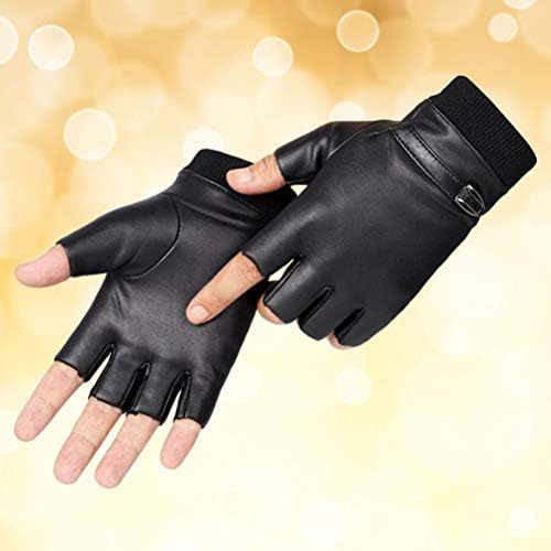 INOOMP Кожени Ръкавици за Мъже, Велосипедни Ръкавици Без пръсти и Ръкавици на водача на мотоциклета от Изкуствена кожа и