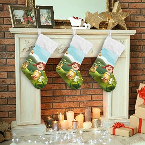 Коледни Чорапи PIMILAGU за момичета и малки животни, 1 Опаковка, 17,7 инча, Окачени Чорапи за Коледна украса