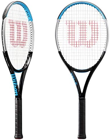 Тенис ракета Wilson Ultra 100UL v3.0 черно/синьо/сребрист на цвят, с нанизанной на нея струной Syn Gut в нестандартни цветове