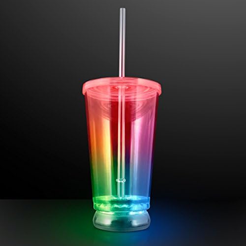 Мигащи светлини Свети многоцветни led чашите с соломинкой (комплект от 4 броя)