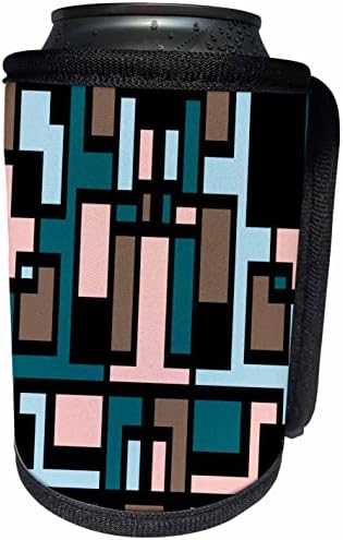 3dRose Черен Контур В геометричния стил Арт-деко, Розово, Синьо, Кафяво - Опаковки за бутилки-охладители (cc-360963-1)