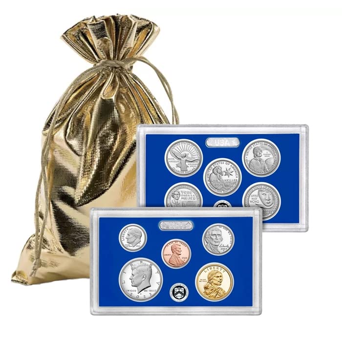 Пробен комплект от 10 монети 2022 S в OGP с CoA и Златен подарочным пакет Proof