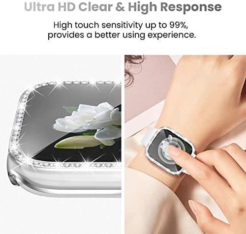 Goton 2 опаковки защитен своята практика за Apple Watch Серия 6 5 4 SE 40 мм закалено стъкло, женски Блестящ Диамант и Планински