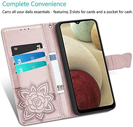 Чанта-портфейл DiGPlus Galaxy A21, [С отпечатан във формата на пеперуда и цвете], една Чанта-портфейл от изкуствена кожа, флип-надолу Защитно покритие за мобилен телефон с от