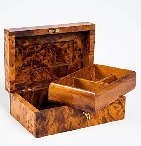 BAZAARDI Дървена Многофункционална Кутия за съхранение на бижута Ръчна изработка, Органайзер за съхранение на Бижута (Голяма дървена кутия, Антични) (по-Голямата с клю?