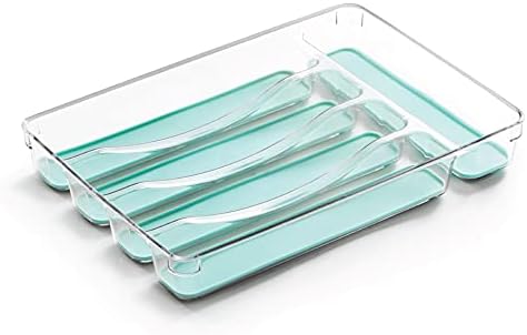 BINO 5-Слотный Органайзер за трапезно сребро за чекмеджета | Пластмасов Органайзер за съдове за кухненските чекмеджета | Тава за трапезно сребро за организиране на че