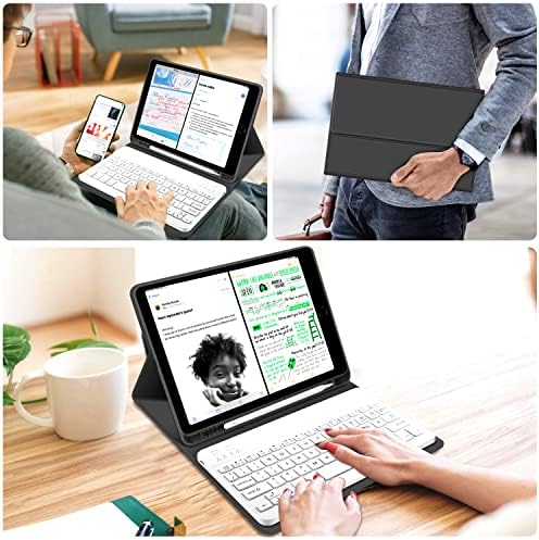 JKSML 10,2-инчов калъф-клавиатура за iPad 9th / 8th / 7th поколение, 2021/2020/2019 Поколение, калъф с държач за моливи,