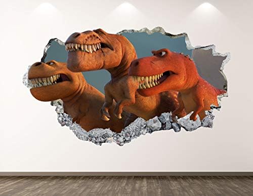 Западна Планина Забавни Динозаври Стикер За Стена, Арт Декор на 3D Разбития Динозавър Стикер Фреска, Детска Стая, Индивидуален