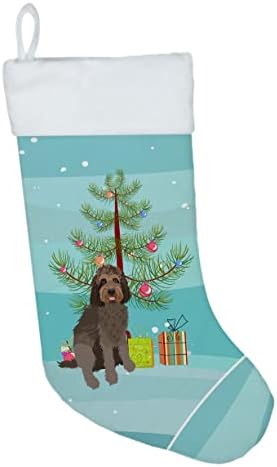 Carolin's Treasures WDK3037CS Драскат Трицветна 3 Коледни Чорапи, чорапи за висящи пред камината, Коледен Сезон декорация