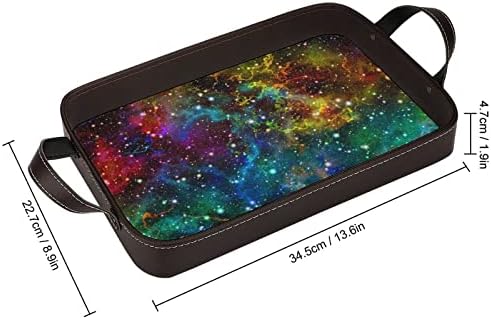 Цветна Вселена Мъглявината на Звездното Небе Сервировочный Тава за от Изкуствена Кожа Елегантен Декор на Масата Органайзер