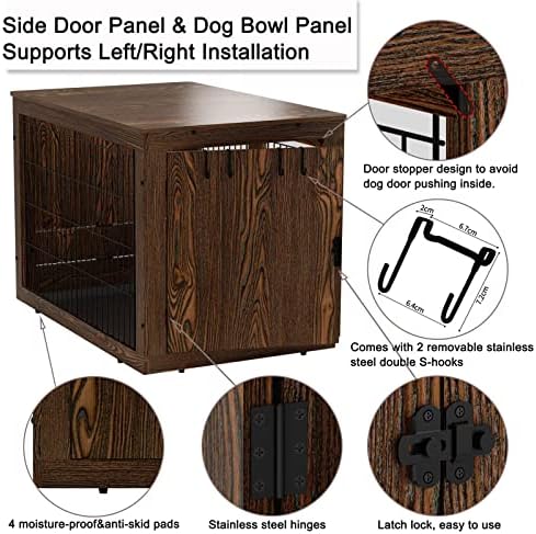 Дървени мебели за кучета Piskyet с възможност за завъртане на 360 °, Подвижни Купи за кучета, Приставной масичка за