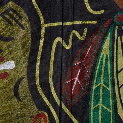 Majestic Chicago Blackhawks Дамски Черна Плътна hoody с качулка с цип (XX-Large)