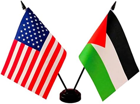 Двойна тенис на Флаг за Приятелство Америка и Палестина, Настолни Знамена на Палестинците на САЩ, 8x5 Инча, Луксозен Набор от