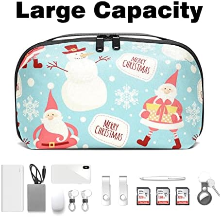 Преносим Електронен Органайзер за Чанти с Дядо Коледа и Снеговиком, Пътна Чанта За Съхранение на Кабела за