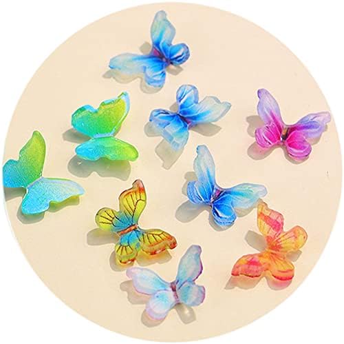 ZKAVZET Променя цвета на 3D Декорация за нокти с пеперуди, 2 Кутии за Декорации за нокти с пеперуди, Прозрачни Пеперуди, Цветя цветове за Декорация на нокти DIY Дизайн ръчн