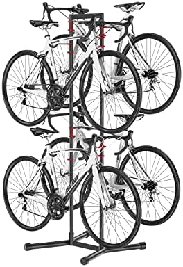 Himeway 4 Стойка за съхранение на велосипеди в гаража, Подова поставка за велосипеди в гаража с регулируеми куки, не изисква пробиване, Вертикална поставка за автомоби?