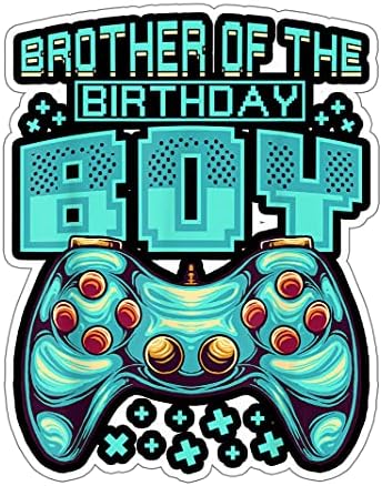 Подарък на момчето-геймеру, брат на рожден ден, детска стикер ниво Брат - Забавно стикер за рожден ден, украса за лаптоп на