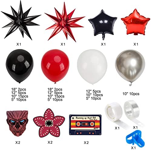 Аксесоари за партита в стил Странни неща, 112 бр., Определени за гирлянди под формата на арки от балони, Разнообразни