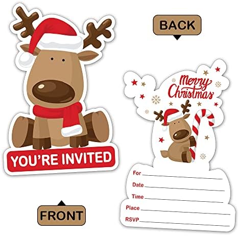 REWIDPARTY Покани Картички за Коледно парти с участието на Лос в Пликове (Комплект от 15 броя), Заполняемые Покани под формата на Весела Коледа, Аксесоари за Коледното пар