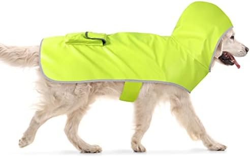 Ezierfy Reversible Dog Raincoat - яке-дъждобран за кучета, Регулируеми Дождевики за кучета с качулка, Водоустойчив дъждобран-пончо за кучета от малки до XX-Големи (малки, зелен + син