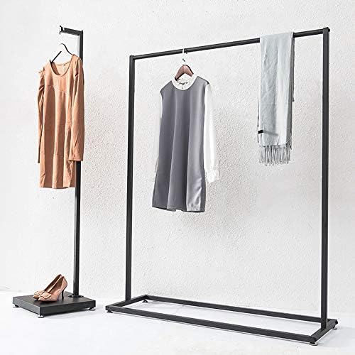 Подови закачалка за дрехи, стоманена квадратна закачалка за дрехи, здрав от ръжда, модерен/черна / 100 см