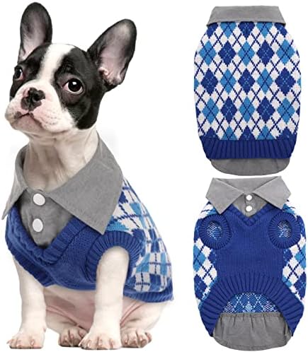 Kuoser Кариран Пуловер за кучета, Топли Дрехи, Трикотаж за домашните кучета в стил мозайка, Класически Пуловер,