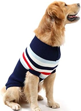 YAODHAOD/ Пуловери за кучета, Вязаный Пуловер за кучета с висока воротом, Класически Пуловер за кучета в ивица, Топъл