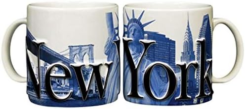 Americaware SMNYC01 New York 18 унции два цвята Синьо Релефна Чаша