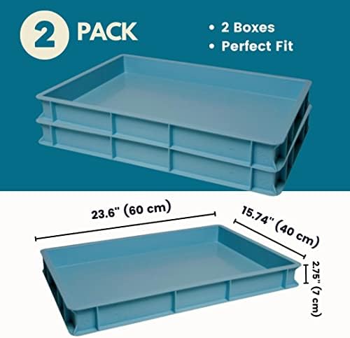 Кутия за proofer тест, синя, (2 опаковки), Търговски штабелируемая кутия за proofer тесто за пица (23,6 инча