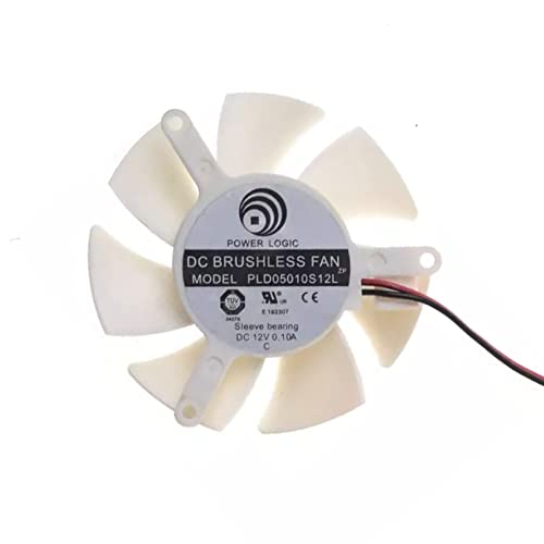Бесщеточный вентилатор vdc PLD05010S12L Вентилатора на видеокартата 46 мм DC 12V 0.1 A 2Pin 2Wire Един Вентилатор за охлаждане (бял)