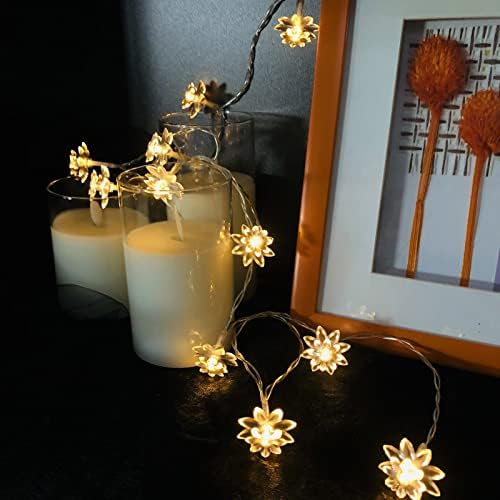 Декоративни Гирлянди с изкуствено Цвете Лотос, 9,8 фута 20 led Гирлянди Lotus Фея Light за Домашна Сватбени