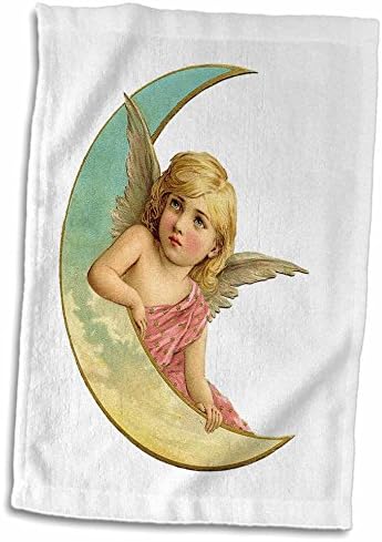 3dRose Florene Ангелите и Херувимите - Изображение на Викторианската на Ангел На една Четвърт на Луната - Кърпи (twl-238634-3)