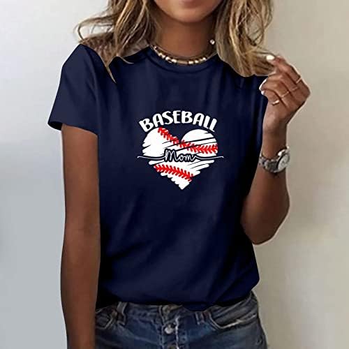 Женска Тениска с Къс ръкав, Блузи с кръгло деколте, Бейзболни Ризи за Майките, Свободни Ежедневни Блузи, Тениски, Туники,