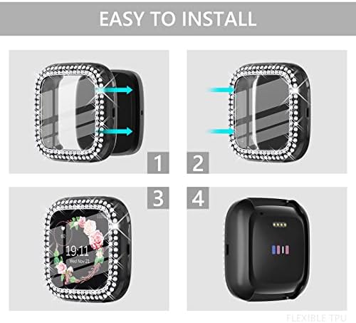 CHANCHY 10 X, Съвместими с защитен калъф за екрана Fitbit Versa 2, Мек защитен калъф от TPU, Броня, Рамки с орнамент във формата на кристали и диаманти за смарт часа Fitbit Versa 2, 10 x